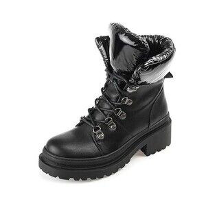 Journee Collection Womens 9.5 M Black Irrah Lace Up Mid Calf Combat Boots NIBSJ0